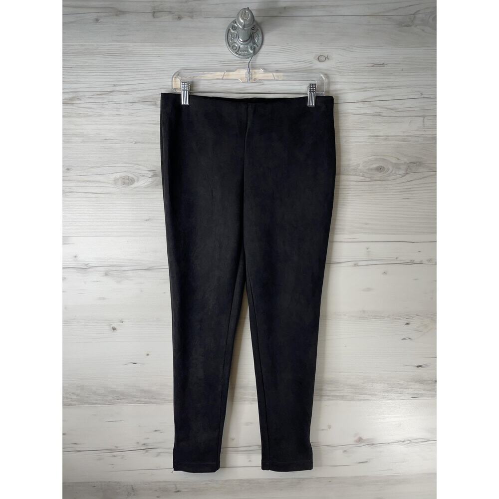 Jac & Rachel Pants Womens Medium‎ Black Pull On Leggings Faux Suede Stretch
